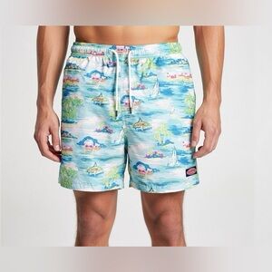Vineyard Vines Men’s L Blue  Swordfish Sailboats Mesh Lined Swim Trunks